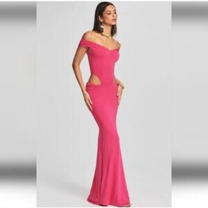 Retrofete Giada Dress in Fuchsia Pink Size Small NWT Off the Shoulders Cutout